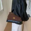 Bolso bandolera de un solo hombro, casual y elegante, gran capacidad, diseño retro, nuevo bolso para mujer con estampado de diamantes, bolso de cadena 2026 con colores contrastantes