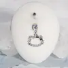 Piercing de ombligo de aleación de titanio G23 y acero inoxidable con diseño de gato de dibujos animados, superventas transfronterizo europeo y americano, anillo de ombligo con cabeza de gato, venta al por mayor