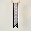 Bufanda Corbata Pequeña Estilo Ins con Patrón Paisley, Espiga Estrecha para Mujer, Cinta de Puntos y Flores Pequeñas para Atar el Cabello o Envolver Bolsas