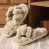 Chinelos de Pelúcia Quentes de Venda Cruzada Femininos Antiderrapantes para Exterior Espessos para Casa Maternidade Algodão Pantuflas Inverno