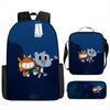 Fabricantes en stock mochila de lémur para estudiantes de primaria y secundaria, bolso escolar de moda de dibujos animados, estuche para lápices, conjunto de tres piezas