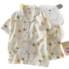 Fábrica Directa Conjunto de Pijama de Algodón Nube de Verano para Mujer 2026 Nuevo Estilo Manga Corta Pantalones Cortos para Niña Estudiante Dibujos Animados Ropa de Casa