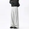 Pantalones rígidos texturizados para hombre para primavera y otoño, pantalones rectos versátiles de alta gama, para ir al trabajo y uso casual, pantalones largos holgados de pierna ancha con caída.