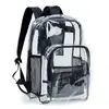 Mochila transparente de gran venta transfronteriza, bolsa de almacenamiento de PVC impermeable, mochila escolar para estudiantes de gran capacidad, mochila de viaje para hombres y mujeres