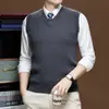Colete de malha masculino, camisa base masculina, malha sem mangas com decote V slim fit para negócios, colete masculino, fornecimento direto da fábrica