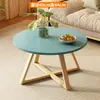 Mesa de Centro Simples para Apartamento Pequeno Sala de Estar Combinação para Casa Mesa Lateral de Sofá Varanda Madeira Maciça Minimalista Mesa Redonda Pequena Mesa de Chá Madeira Maciça