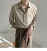 Camisa masculina Tommy de manga comprida, estilo primavera/outono, estilo coreano, visual jovem, camisa casual azul