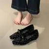 Primer Encuentro Ji Estilo Coreano Estilo Pequeño Chanel Cuadrado de Lunares Punta Cuadrada Mary Jane Bailarinas Slip-ons 2026 Otoño Estilo Suave Bailarinas