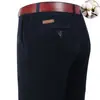 Calça Masculina de Veludo Cotelê Estilo Novo Reto, Grossa para Primavera, Outono e Inverno, Adequada para Meia-Idade e Idosos, Caimento Solto com Gancho Profundo, Calça Masculina de Veludo Cotelê