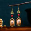 Elyuan Agulha de Prata 925 Banhada a Ouro Flor de Jade Sintético Desabrochando Rica Não Importa Marca Nicho Estilo Antigo Brincos Cheongsam Hanfu