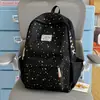 Mochila Refrescante Azul Céu Claro com Estampado de Estrelas para Viagem, Adequada para Alunos do Ensino Fundamental e Médio, Meninas Doces, Aula, Biblioteca e Uso para Estudo