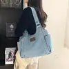 Bolso de estilo coreano, corte relajado con correas ajustables, perfecto para estudiantes, versátil bolsa de lona, de hombro de moda y gran capacidad para ir al trabajo