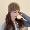 Chapéu touca de lã tricotada para outono e inverno com bordas largas, lenço de cabeça quente para mulheres, acessório para a cabeça com proteção para as orelhas, faixa de cabelo para cobrir cabelos brancos