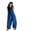 Conjunto de Verão para Meninas 2026 Nova Moda Casual Soltinho Macacão com Calça Wide Leg e Conjunto de Regata para Crianças Maiores