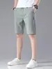 Pantalones Cortos de Seda Helada para Hombre, Nuevo Estilo Coreano de Verano, Corte Holgado, Empalme Elástico con Etiquetas, Pantalones Cortos de Longitud Media para Playa
