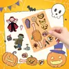Pegatinas Interactivas Educativas de Cambio de Rostro de Halloween Dibujos Animados Fiesta Festiva Pegatinas de Rompecabezas Impermeables Pegatinas Creativas para Niños