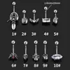 Joyería para Piercing Cuatro Garras Incrustado Circonita Ala Calavera Acero Inoxidable 316L Clavo de Ombligo Anillo de Ombligo Botón de Ombligo
