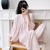 Pijama de Seda Helada para Mujer 2026 Conjunto de Pantalones Anchos de Manga Larga para Primavera y Otoño, Estilo Popular en Línea, Ropa de Casa de Alta Gama