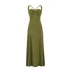 Vestido de Verano para Mujer de Longitud Media, Color Sólido, Corte Ajustado, Elegante, Estilo Europeo y Americano 26019