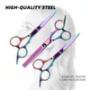 Amazon Best-Seller Transfronterizo Profesional Set de Tijeras para Peluquería, Dientes Planos de Acero Inoxidable 4Cr Colorido, Peluquería Casera para Adultos