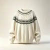 Feria de Otoño e Invierno Jacquard Fair Isle Suéter de Punto Cuello Redondo Marca de Tendencia Diseño Suéter para Pareja Grueso Casual Cálido