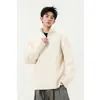 Nuevo suéter de punto trenzado de alta gama para hombre, otoño e invierno, 850g, con cremallera de cuero, cuello alto, 75% poliéster reciclado, 25% PBT