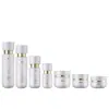 Nuevo Estilo Tipo Prensa Esencia Loción Empaque Cosmético Material Botella de Vidrio Rellenable Blanca Mate 50g Botella Vacía para Crema Facial