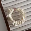 Faixa de cabelo com babados de renda estilo coreano, macia e confortável, scrunchie pequeno de seda gelada, elástico simples para rabo de cavalo para mulheres