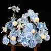 Flores Artificiales Flor Azul Materiales Boda Salón de Bodas Decoración del Hogar Rosas Artificiales Flores Falsas Flores de Plástico Venta al por Mayor