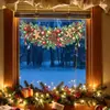 Rama de pino navideño con lazo Colgante Calcetín navideño de dibujos animados Hombre de jengibre Pegatina para ventana Decoración del hogar Pegatina electrostática para vidrio