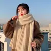 Cachecol Tricotado de Cor Sólida de Inverno Cachecol Lã Engrossado para Mulheres e Estudantes Casal Popular Online Moda Coreana Combina com Tudo Cabelo