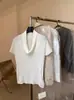 Showcase Campo de Flores Htmeme~Suéter de Punto con Cuello Drapeado Estilo Coreano de Manga Corta para Mujer, Primavera y Verano, Top Elegante y Adelgazante para Primavera y Verano