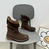 Botas de Moda de Color Lavado Retro Estilo Maillard de Media Pantorrilla Botas para Mujer 2026 Otoño/Invierno Nueva Llegada Botas de Estilo Holgado sin Cierre Botas de Vaquero Western