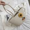 Bolsa Tejida de Paja Personalizada Hilo de Algodón Bolso de Mujer Celebridad de Internet Nuevo Estilo Étnico Girasol Hada Simple Casual Bolso de Mano