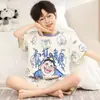 Pijama de Verão para Meninas, Algodão Penteado Manga Curta Estilo Fino 2026 Conjunto de Verão para Crianças Meninas, Roupa de Casa para Crianças Maiores