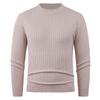 Outono e Inverno 2025 Cruzamento Simples Suéter de Tricô Camada Base Cor Lisa Trançado Gola Redonda Masculino Versátil Casual Jaqueta Suéter
