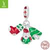 Pulsera de plata Ziyun luminosa de Papá Noel, collar y colgante para hacer tú mismo, calcetines navideños europeos y americanos de plata de ley s925 con cuentas