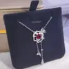 Collar Original Artesanía Cepillada de Plata de Ley S925 para Mujer Guirnalda de Rosas Cadena de Clavícula con Borla Collar de Piedra de Cristal Natural Joyería