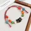 Pulseira e Fio de Cerâmica Jingdezhen para Mulheres com Contas de Gato, Semelhante à Barraca do Mercado Noturno Xiaohongshu, Atacado de Pequenos Acessórios