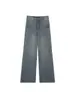 Jeans Rectos Azules Retro Estilo Americano para Mujer Verano Nuevo Estilo para Chicas Gorditas Cintura Alta Cubre Cadera Adelgazantes Pierna Ancha Pantalones Largos
