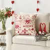 Funda de Almohada Roja Transfronteriza para el Día de San Valentín con Letras y Corazones, Almohada Festiva, Cojín para Cabecera, Cojín para Sofá, Dormitorio, Sala de Estar