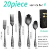 Amazon Patrón Juego de 20/40/60 Piezas Cubiertos de Acero Inoxidable Cuchillo, Tenedor y Cuchara Hotel Cubiertos Occidentales para Filete Tenedor y Cuchillo Regalo