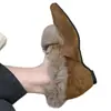 Sapatos Gorro de Pelúcia para Mulheres 2025 Inverno Novos Sapatos Femininos Retrô Bico Fino Solado Macio Couro Macio Slip-On Sapatos de Algodão Quentes para Mulheres