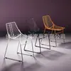 Silla de Alambre Estilo Industrial, Silla de Línea de Hierro Forjado Comercial, Silla de Comedor de Lujo Ligero Plateada, Silla de Comedor Bar sin Brazos