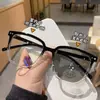 Armazones de Lentes de Prescripción Fotocromáticos Grises Anti-Luz Azul para Mujer, Armazón Cuadrado de Influencer de Tiktok, Armazón de Lentes Liso, Lentes Terminados para Transmisión en Vivo al por Mayor