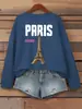 Moletom com Estampa da Torre Eiffel Paris Francês Feminino Outono Moletom Solto Hip-Hop Moletom Y2K Confortável
