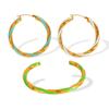 Pendientes de temperamento europeo y americano oro de 18 quilates aceite pulsera multicolor patrón de torsión exagerado círculo grande pendientes únicos pendientes venta al por mayor