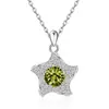 Colar Cruzado Europeu e Americano de Prata Esterlina S925 com Doze Pedras de Nascimento Estrela-do-Mar para Mulheres Moda Amazon Pingente de Estrela Corrente da Clavícula