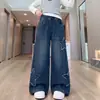 Pantalones para Niñas Primavera Otoño 2026 Estilo Nuevo Niños Medianos y Grandes Estilo Otoño para Niñas Pantalones Largos Holgados Pantalones de Mezclilla de Pierna Ancha para Niños de Otoño