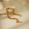 Estilo INS Tendencia Hebilla de Nutria Acero Inoxidable Pulido Redondo Pulsera Cubana Celebridad de Internet Explosivo Simple Pulsera de Acero de Titanio Oro de 18 Quilates Pulsera